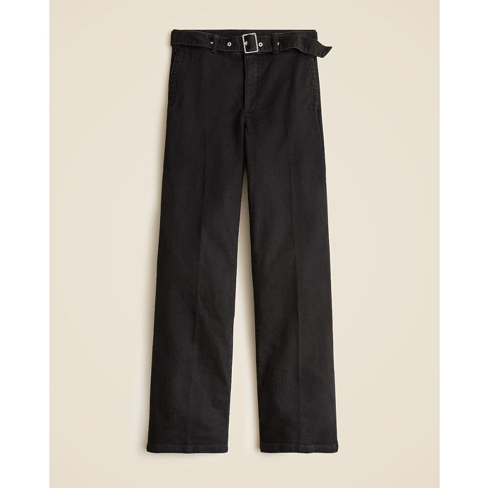 J.Crew Black Belted High Rise Wide Leg Jean Denim Pants Style CF130 Womens Sz 26